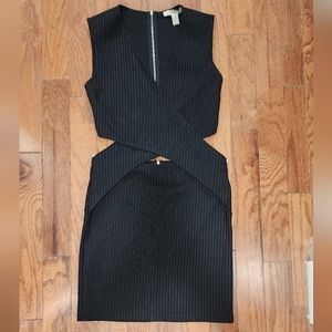 Pinstripe cutout mini dress